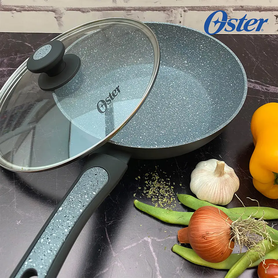 Sartén Wok Aluminio Con Tapa Oster 26 Cm Bastone 3