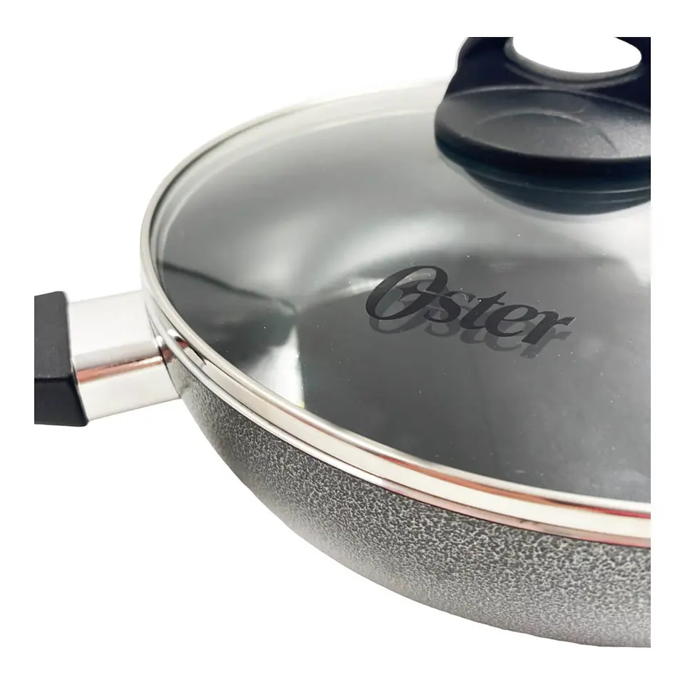 Sartén Wok Aluminio Con Tapa Oster 26 Cm Bastone 4