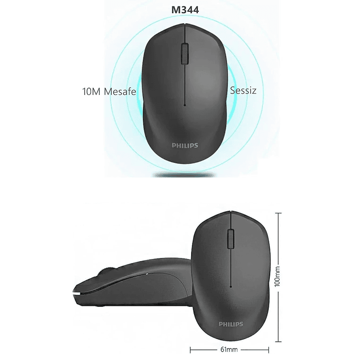 Mouse Inalámbrico Philips M344 Negro 5