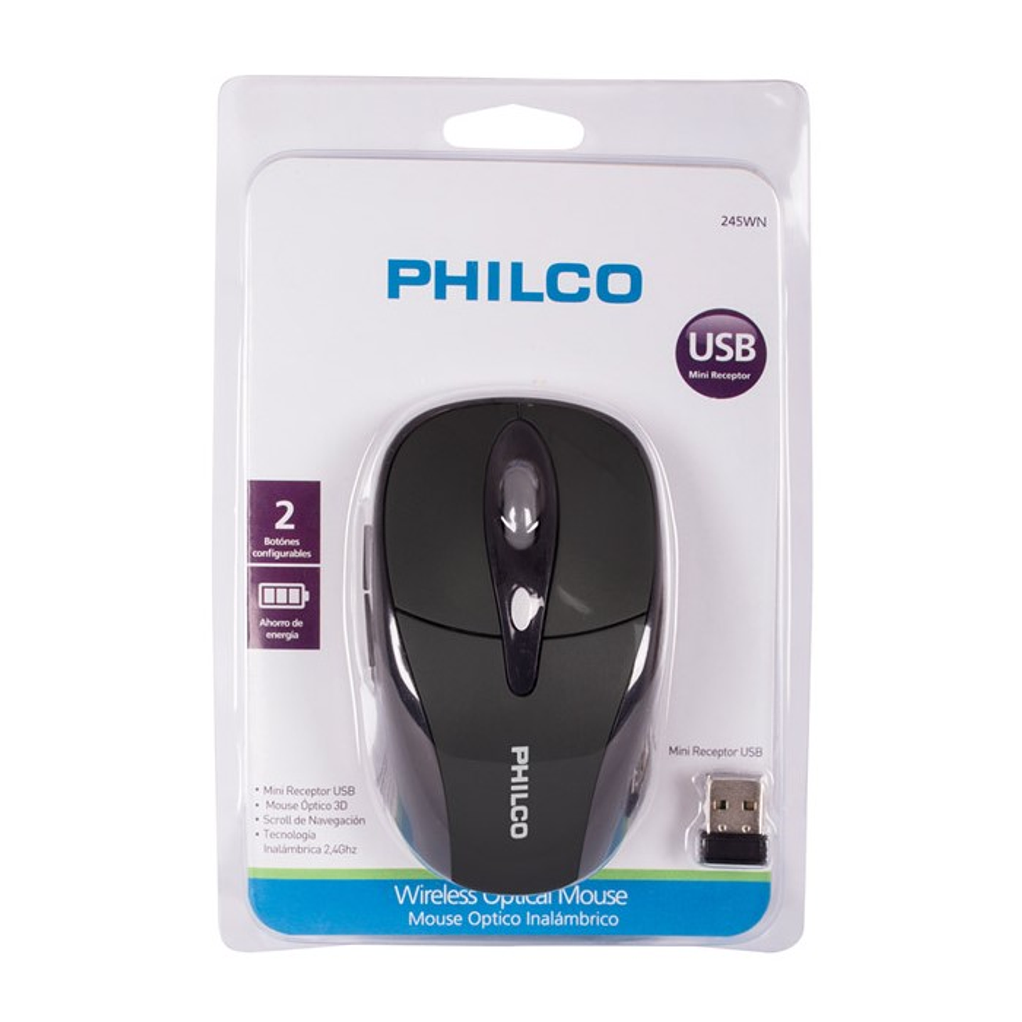 Mouse Óptico Inalámbrico Philco 245wn Negro 4