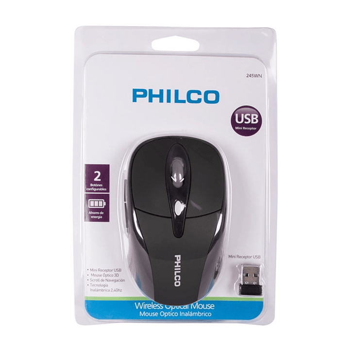 Mouse Óptico Inalámbrico Philco 245wn Negro 4