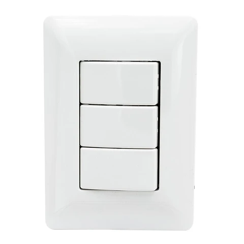 Interruptor Triple Pared Muro 250v 10a Philco Blanco 