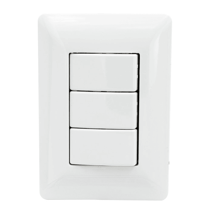 Interruptor Triple Pared Muro 250v 10a Philco Blanco  1