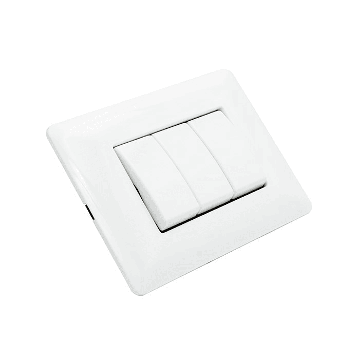 Interruptor Triple Pared Muro 250v 10a Philco Blanco  3