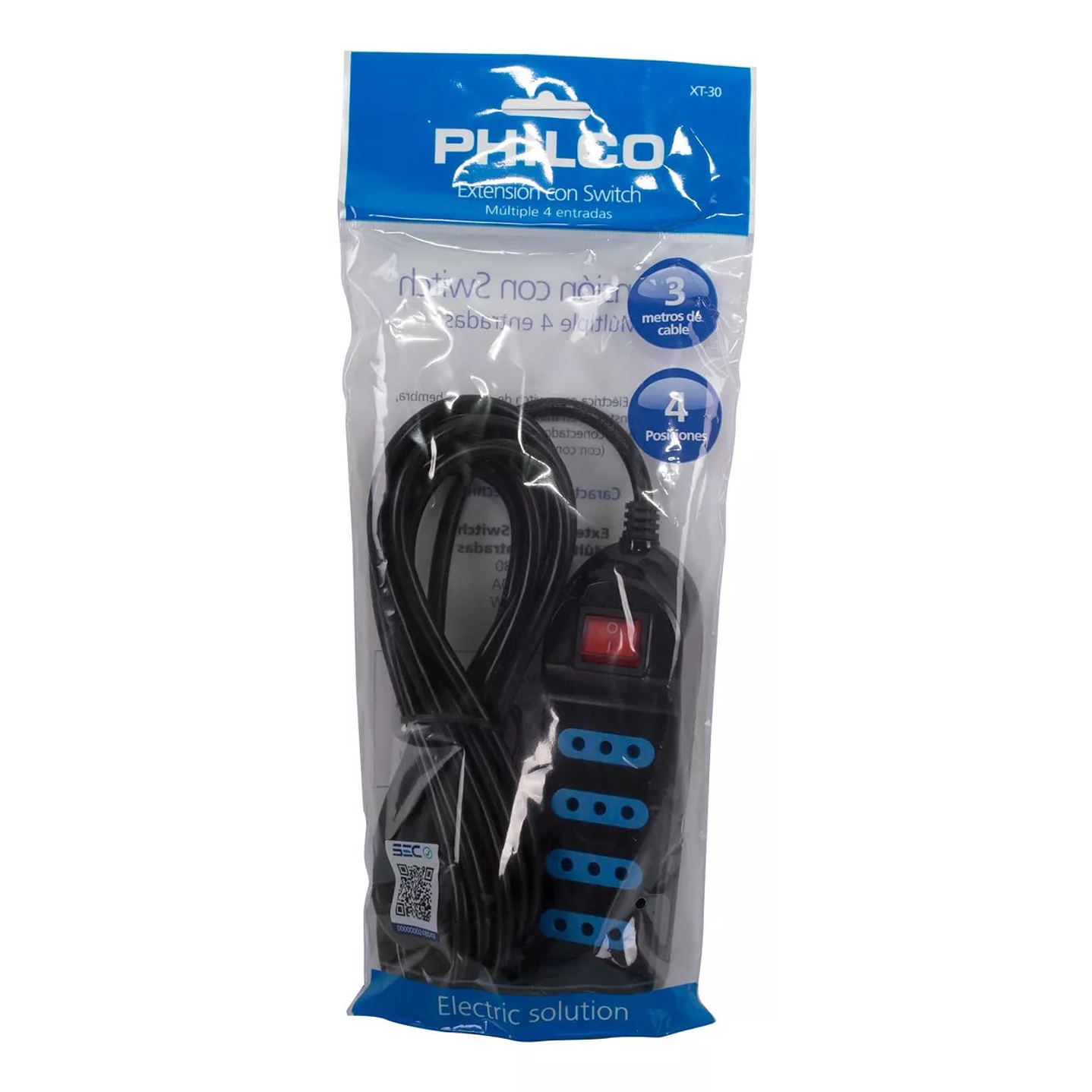 Alargador Eléctrico Philco XT30 3 Mts 4 Pos Negro 5