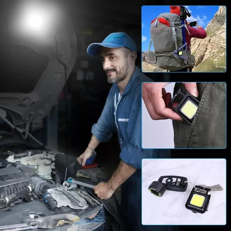Mini Linterna Llavero Led Cob Recargable Con gancho e Imán  3