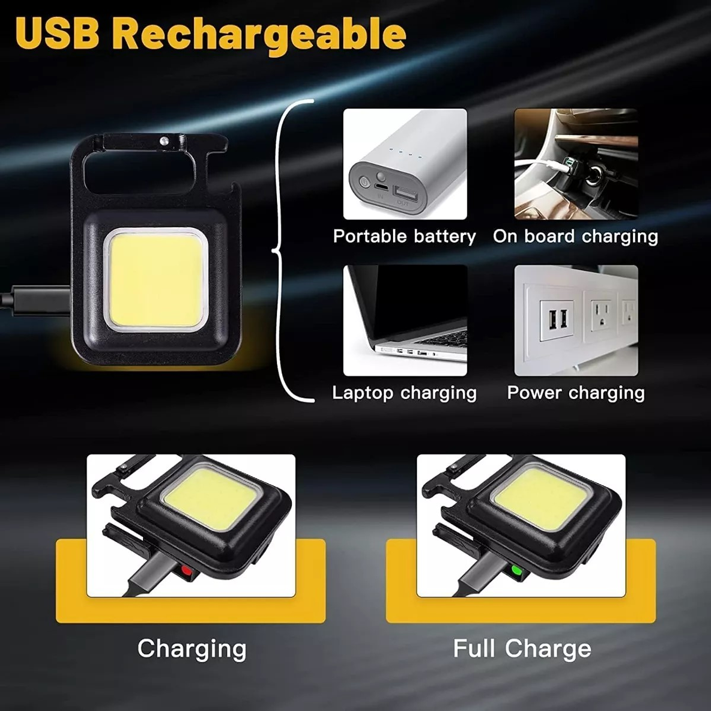 Mini Linterna Llavero Led Cob Recargable Con gancho e Imán  5