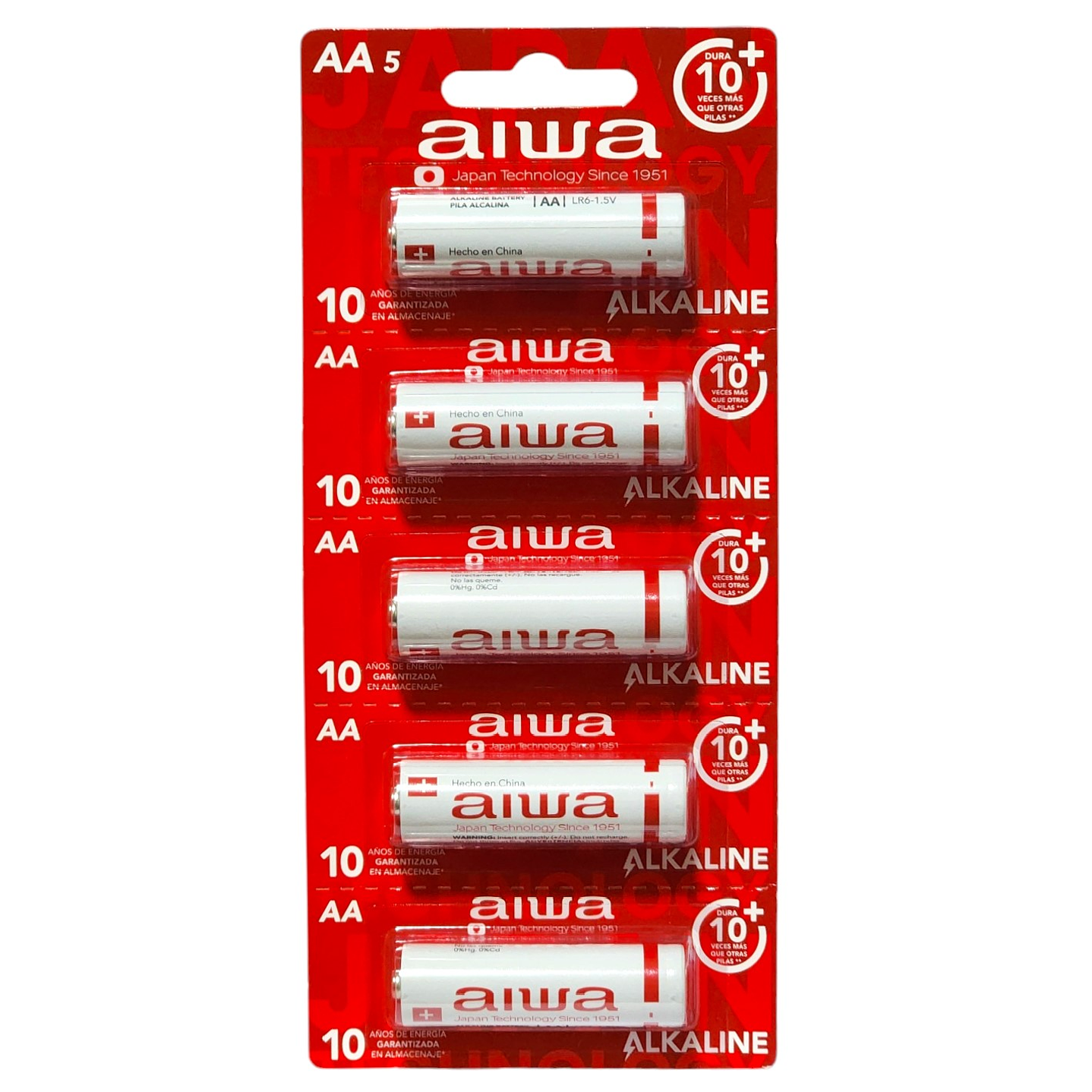 Pack 5 Pilas Alcalinas AA Aiwa LR6 Tira 1