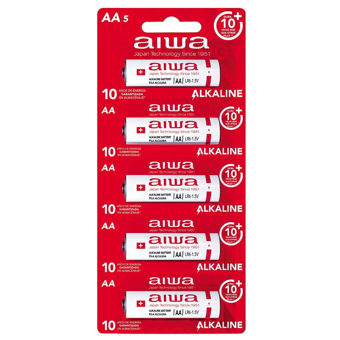 Pack 5 Pilas Alcalinas AA Aiwa LR6 Tira 2