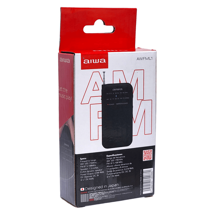 Radio Portátil Aiwa AM/FM a Pilas AWFML1 3