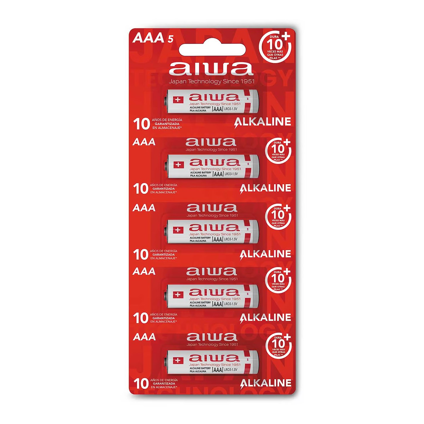 Pack 5 Pilas Alcalinas AAA Aiwa LR03 Tira 2