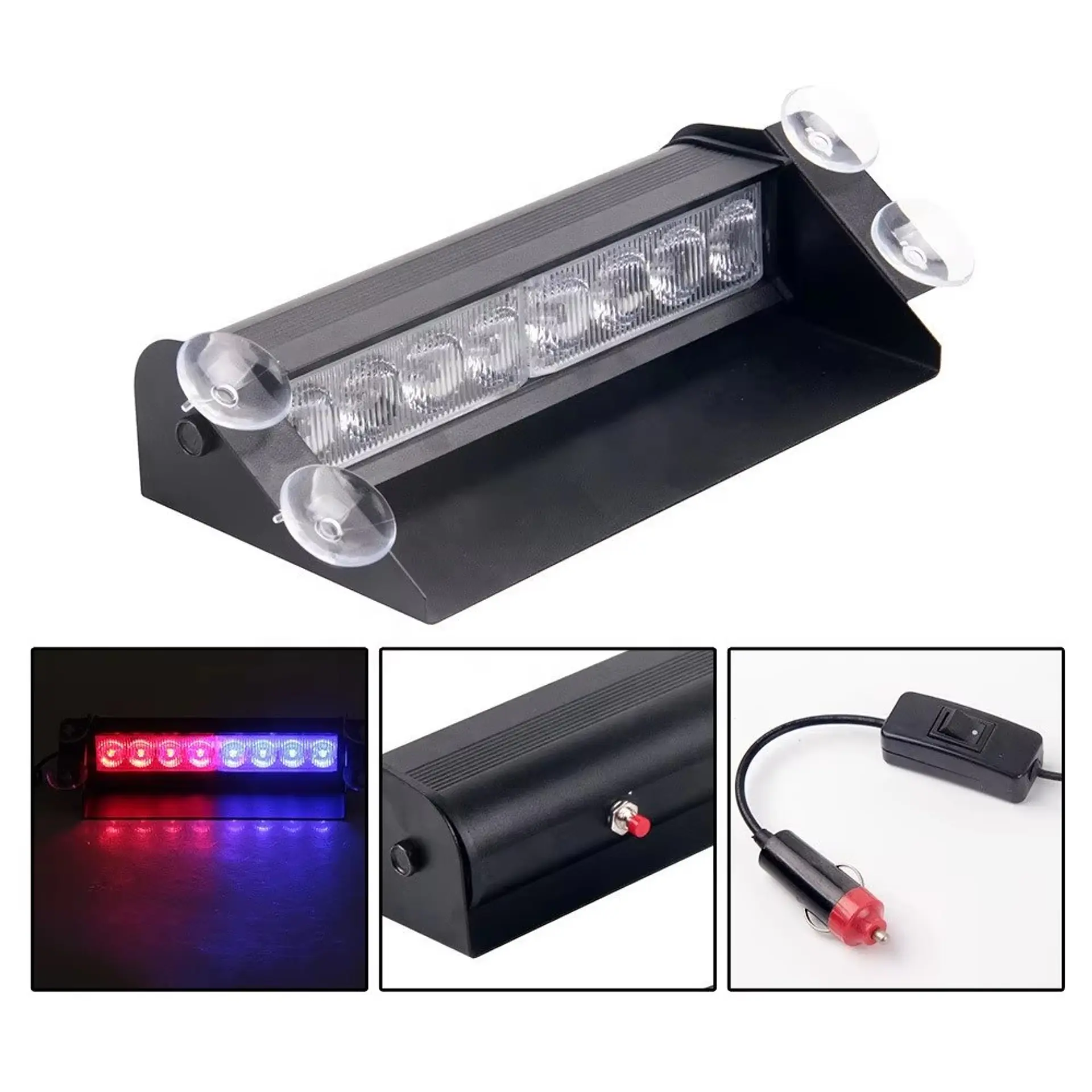 Baliza Led Estroboscópica Parabrisas Azul y Rojo 2
