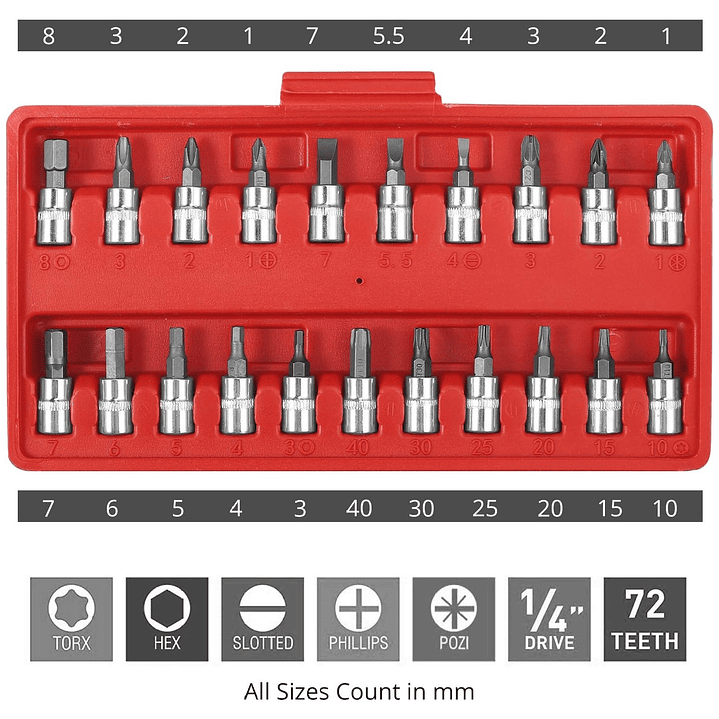 Set Juego Caja De Dados Chicharra 1/4 46 Piezas CR-V 2