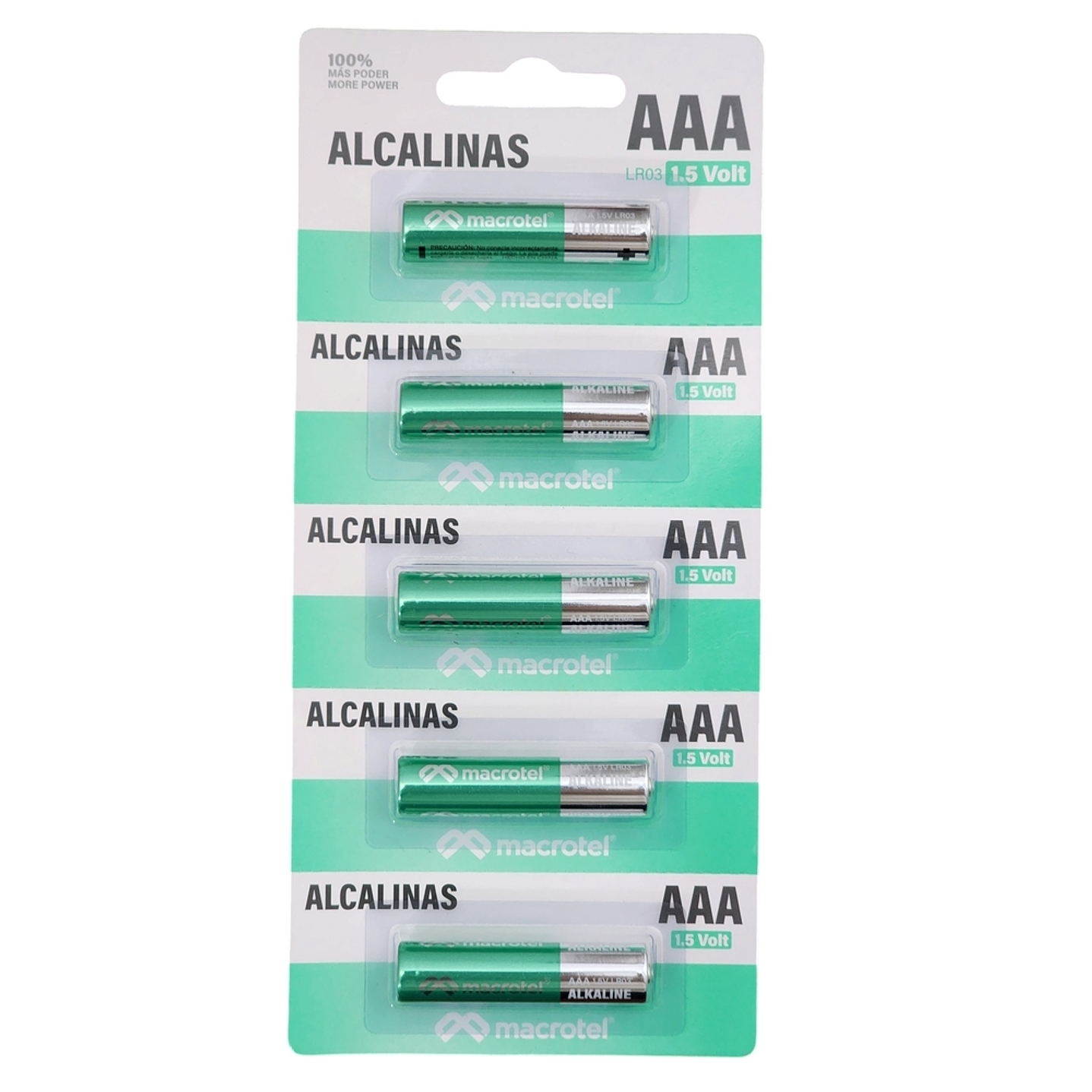 Pack 5 Pilas Alcalinas AAA Prepicadas 1.5 Volt Macrotel 1