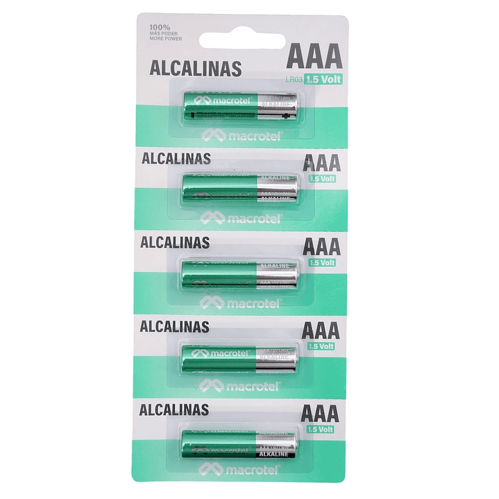 Pack 5 Pilas Alcalinas AAA Prepicadas 1.5 Volt Macrotel 1