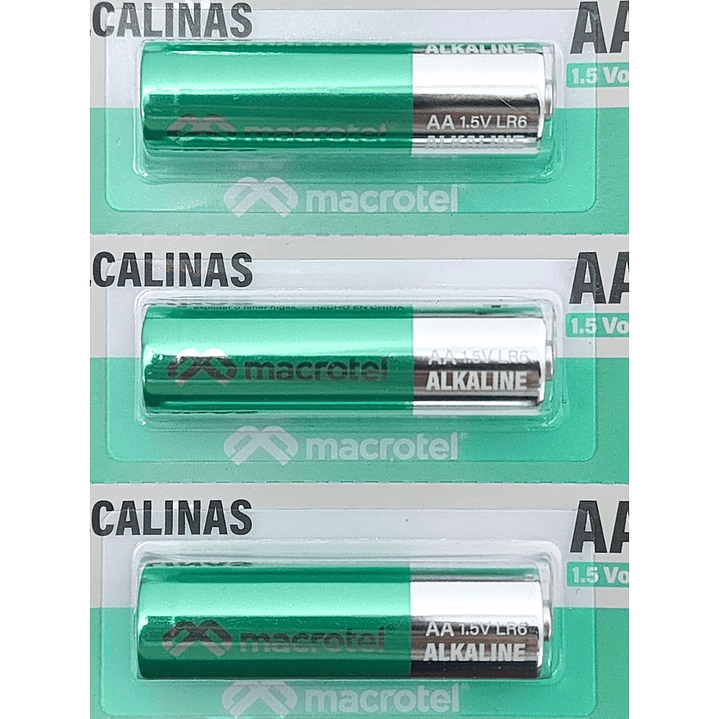 Pack 5 Pilas Alcalinas AA Prepicadas 1.5 Volt Macrotel 2