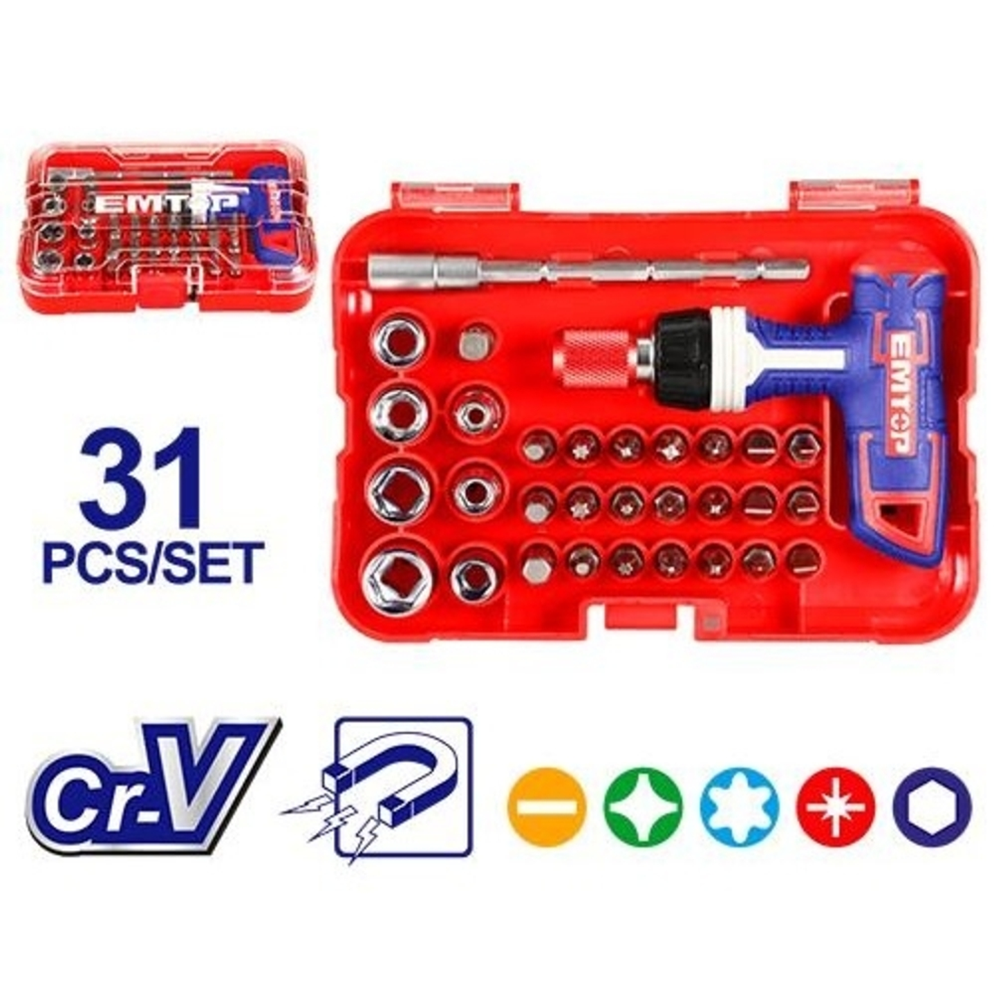 Set de 31 Piezas de Llaves con Mango en T EMTOP EBST03102 1