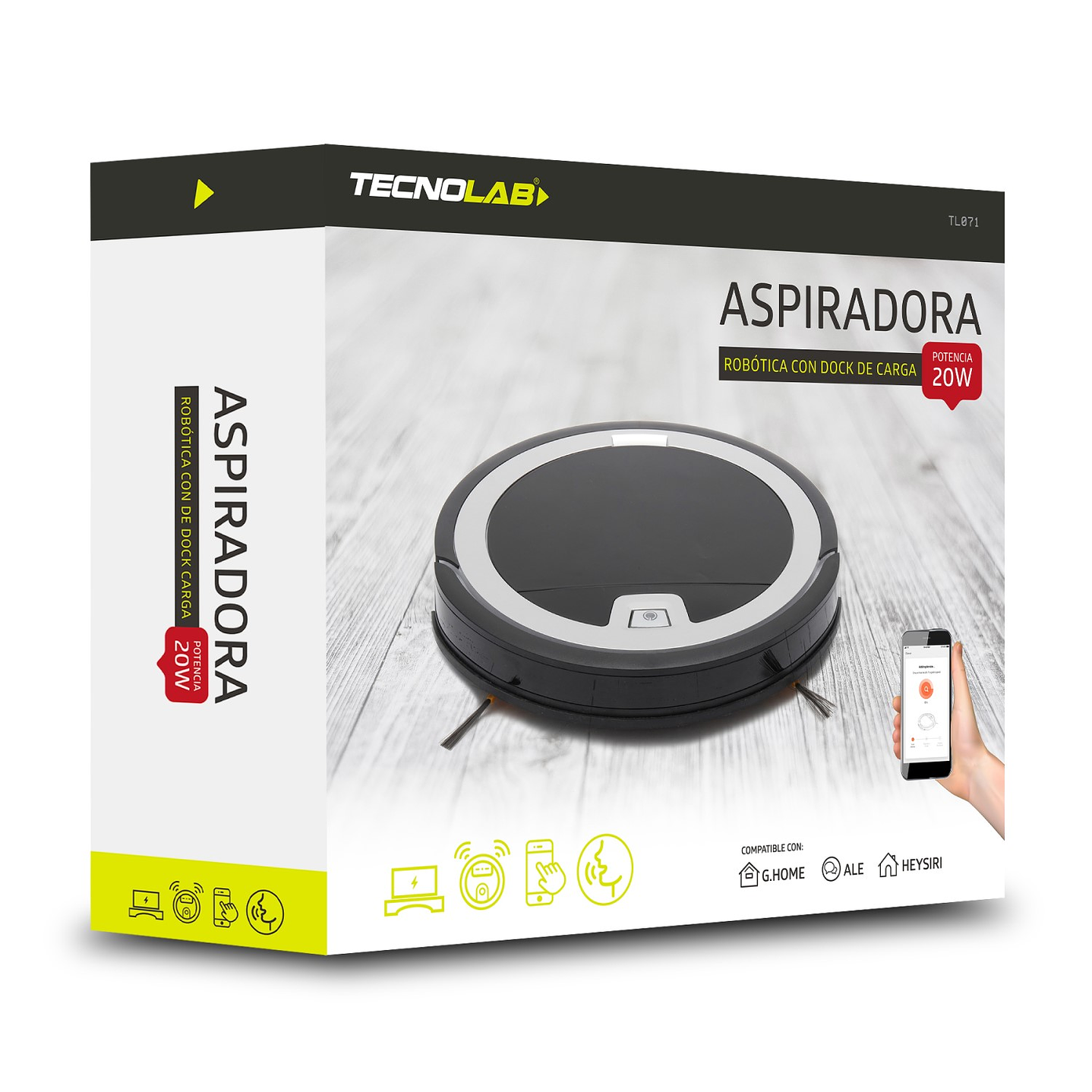 Aspiradora Robot Smart Con Dock de Carga Tecnolab TL071 8