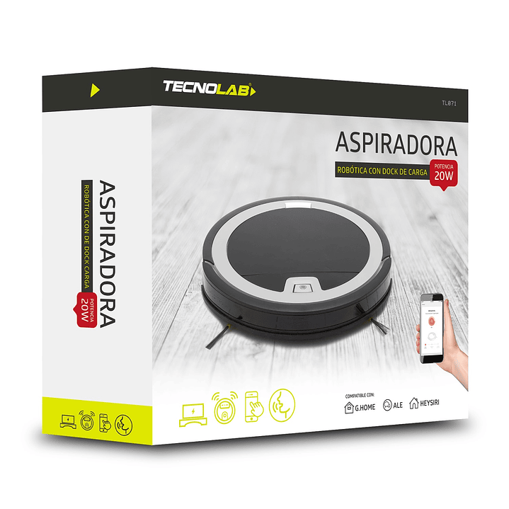 Aspiradora Robot Smart Con Dock de Carga Tecnolab TL071 8