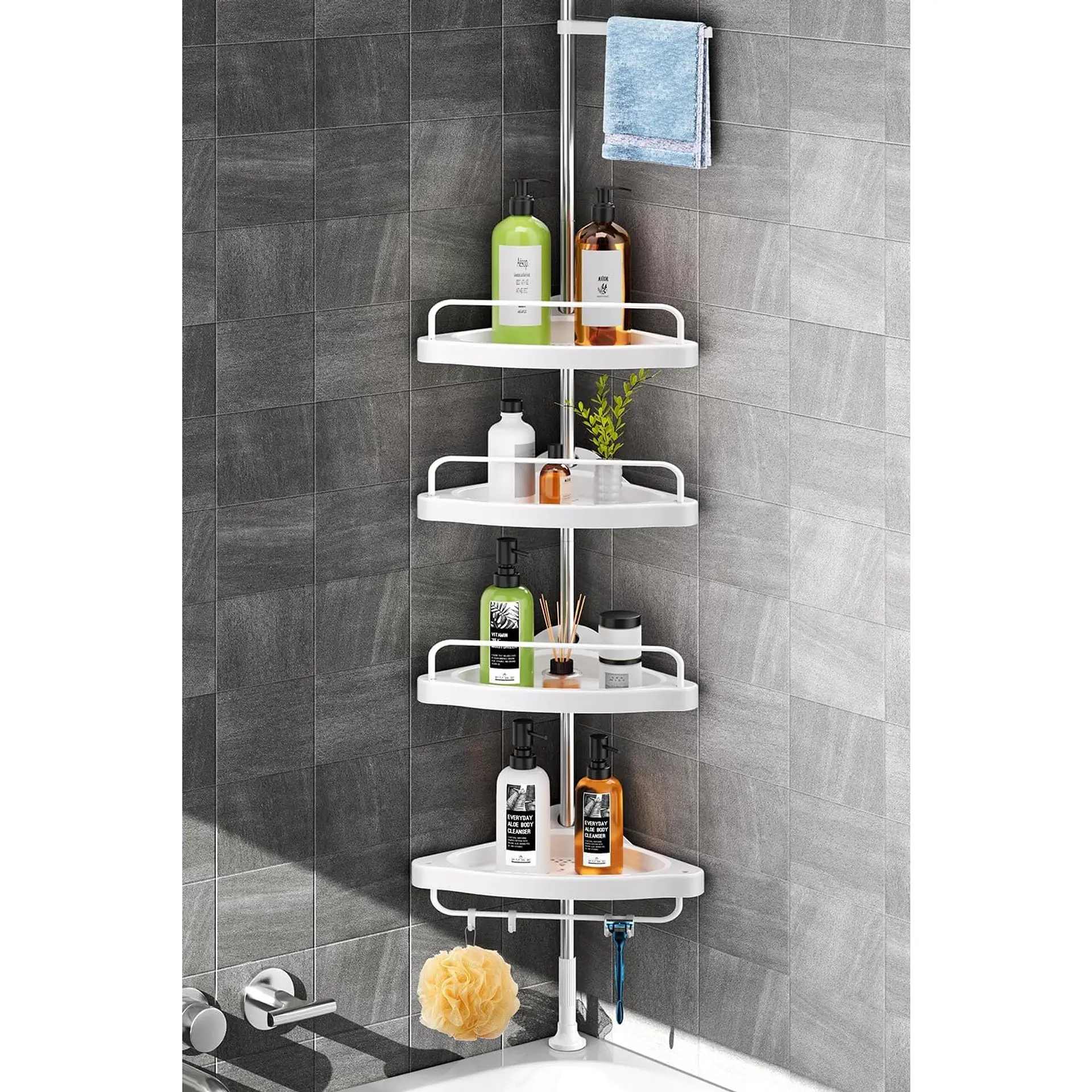 Organizador Esquinero Ducha Baño Multiuso 4 Niveles Ajustable 5