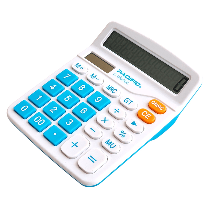 Calculadora Electrónica Pacific 12 dig PAC01122LB Celeste 1