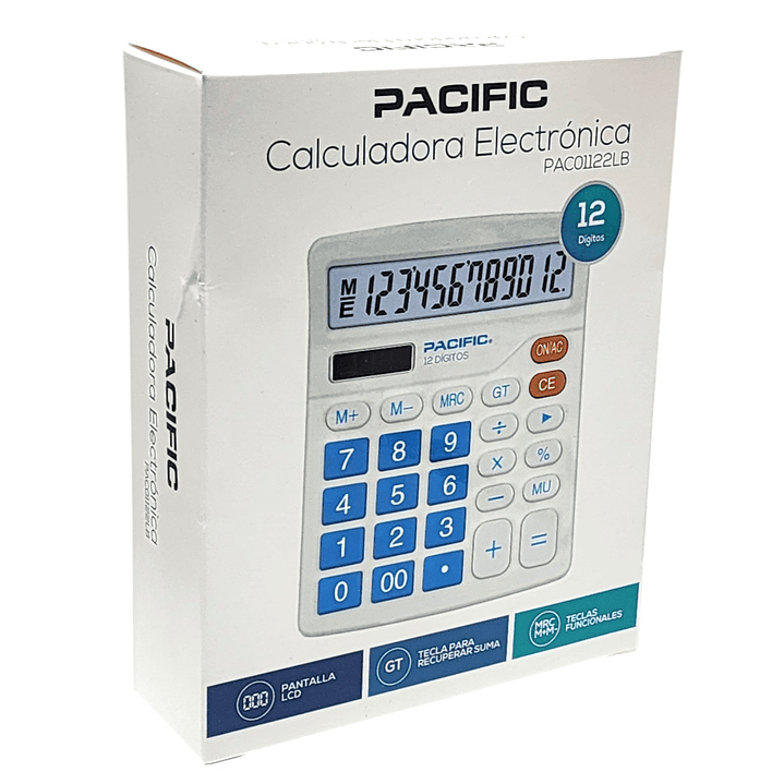 Calculadora Electrónica Pacific 12 dig PAC01122LB Celeste 4