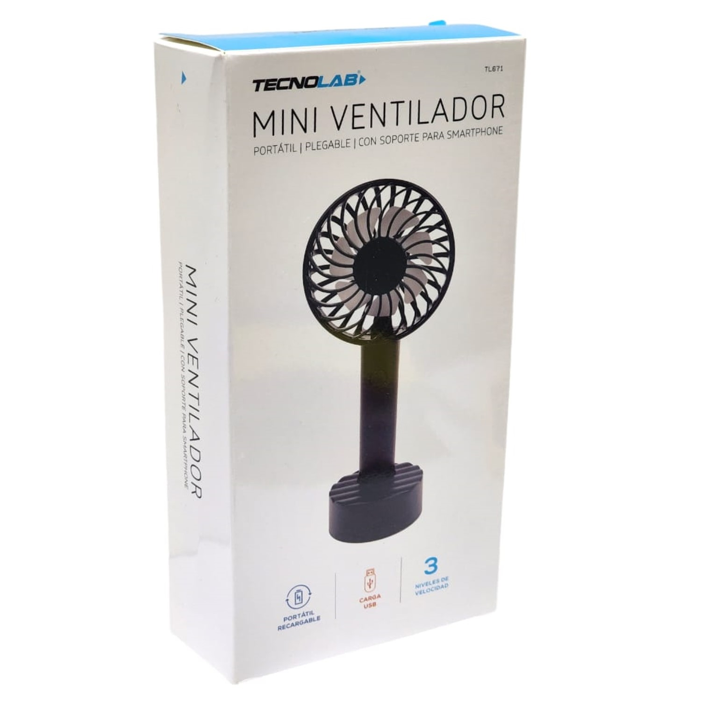 Ventilador Recargable Portátil Con Soporte Negro TL672BK 5