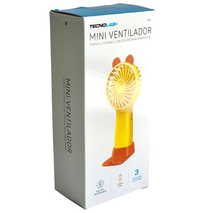 Mini Ventilador Portátil Recargable Amarillo TL672O 6