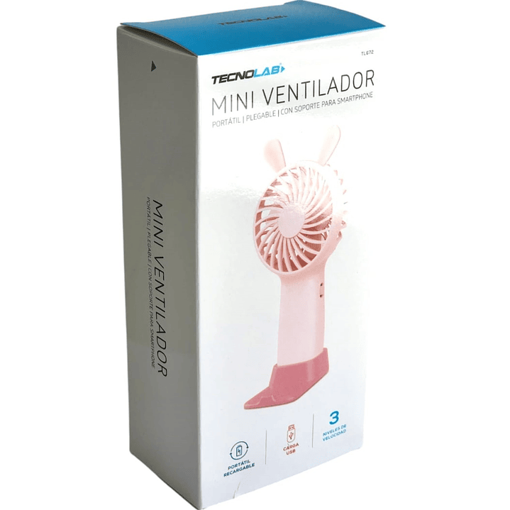 Mini Ventilador Portátil Recargable Rosa TL672P 6