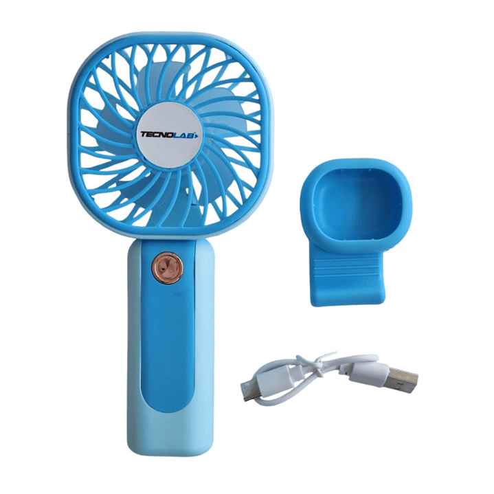 Mini Ventilador Recargable Portátil Azul Tecnolab TL669BL 2