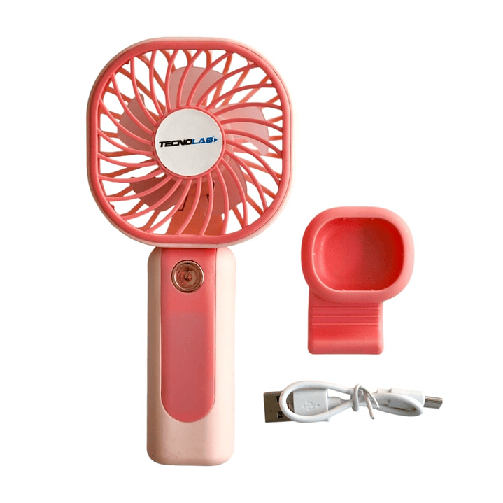 Mini Ventilador Recargable Portátil Rosa Tecnolab TL669P 3