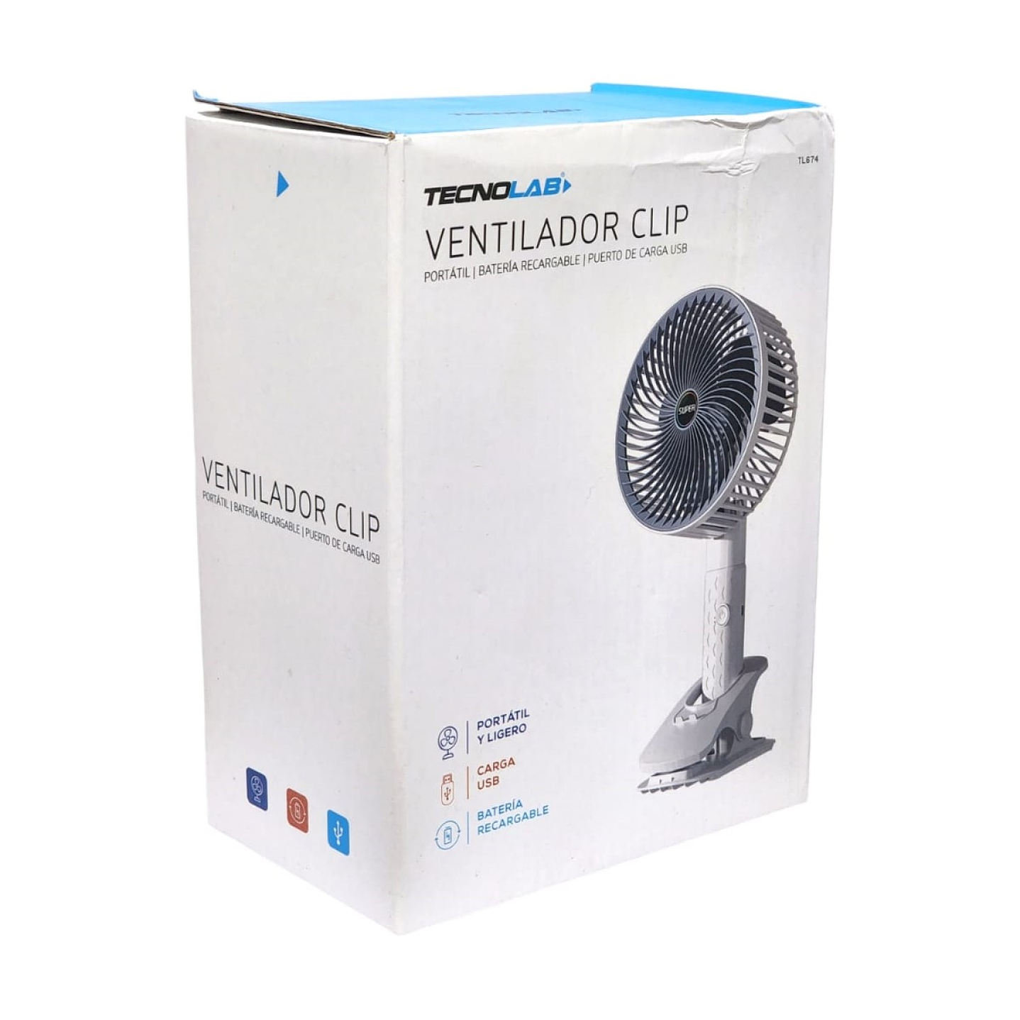 Ventilador Clip Portátil Recargable Tecnolab TL674 10