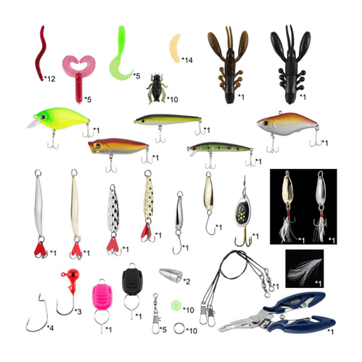 Kit de 101 Accesorios Señuelos para pesca DBG1383 3