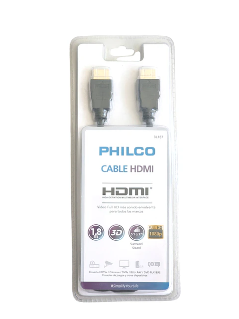Cable Hdmi 1.8mts Philco Full HD v1.4