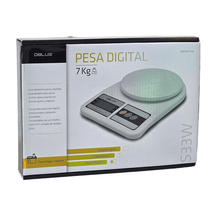 Balanza Pesa de Cocina Digital 7 kg Dblue DBPDWS33W 1