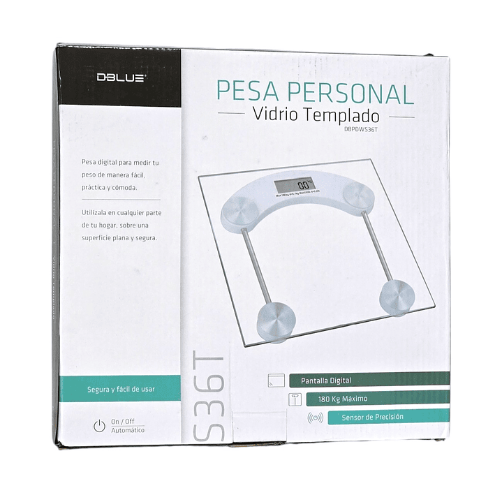 Balanza Digital de Baño Vidrio Templado Dblue Cuadrada 5