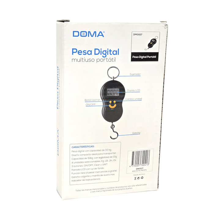 Pesa Maleta Balanza Digital 50kg De Viaje Gancho Doma 5