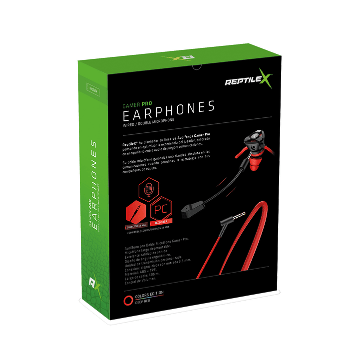 Audífonos Gamer ReptileX RX0032R Mic Desmontable Rojo 5