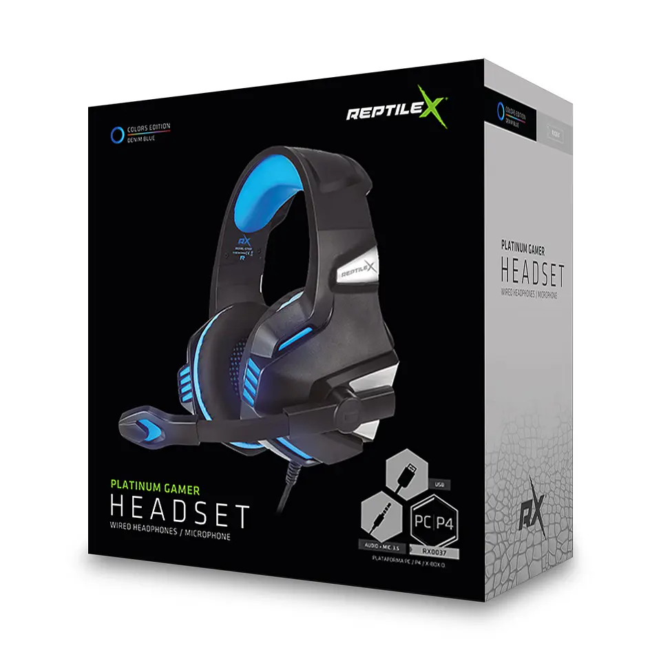Audífonos Gamer Platinum Reptilex Rx0037 Azul 2