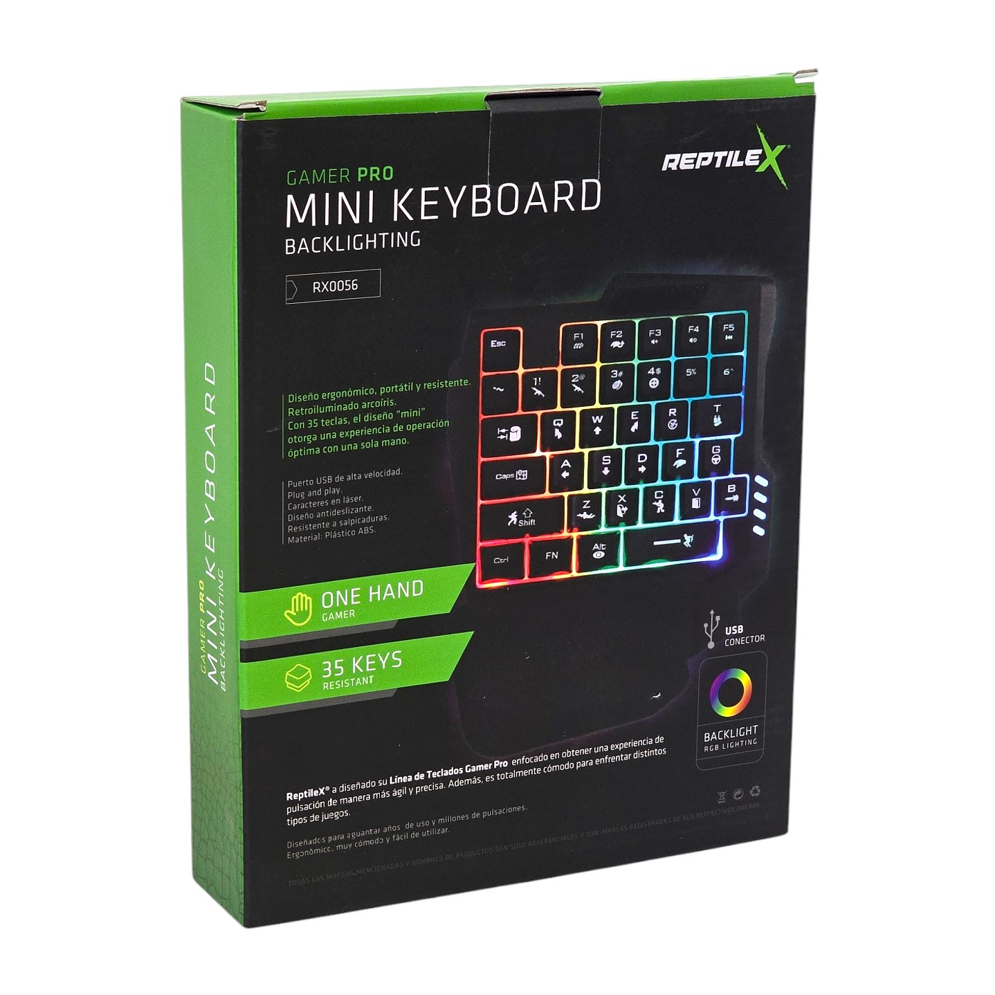 Teclado Gamer Retroiluminado Reptilex Una Mano Rx0056 5