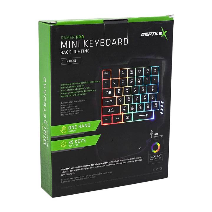 Teclado Gamer Retroiluminado Reptilex Una Mano Rx0056 5