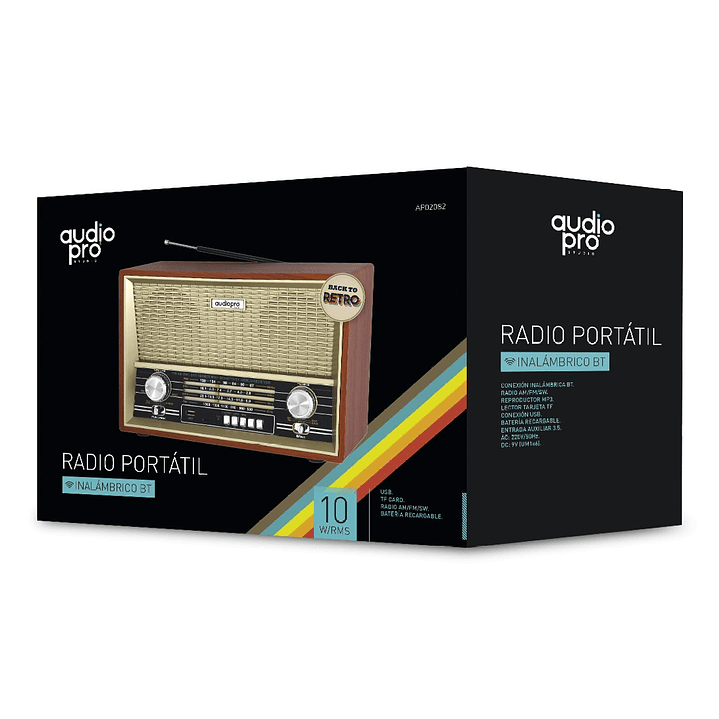 Radio Retro BT Vintage Audiopro Portátil AP02082 6