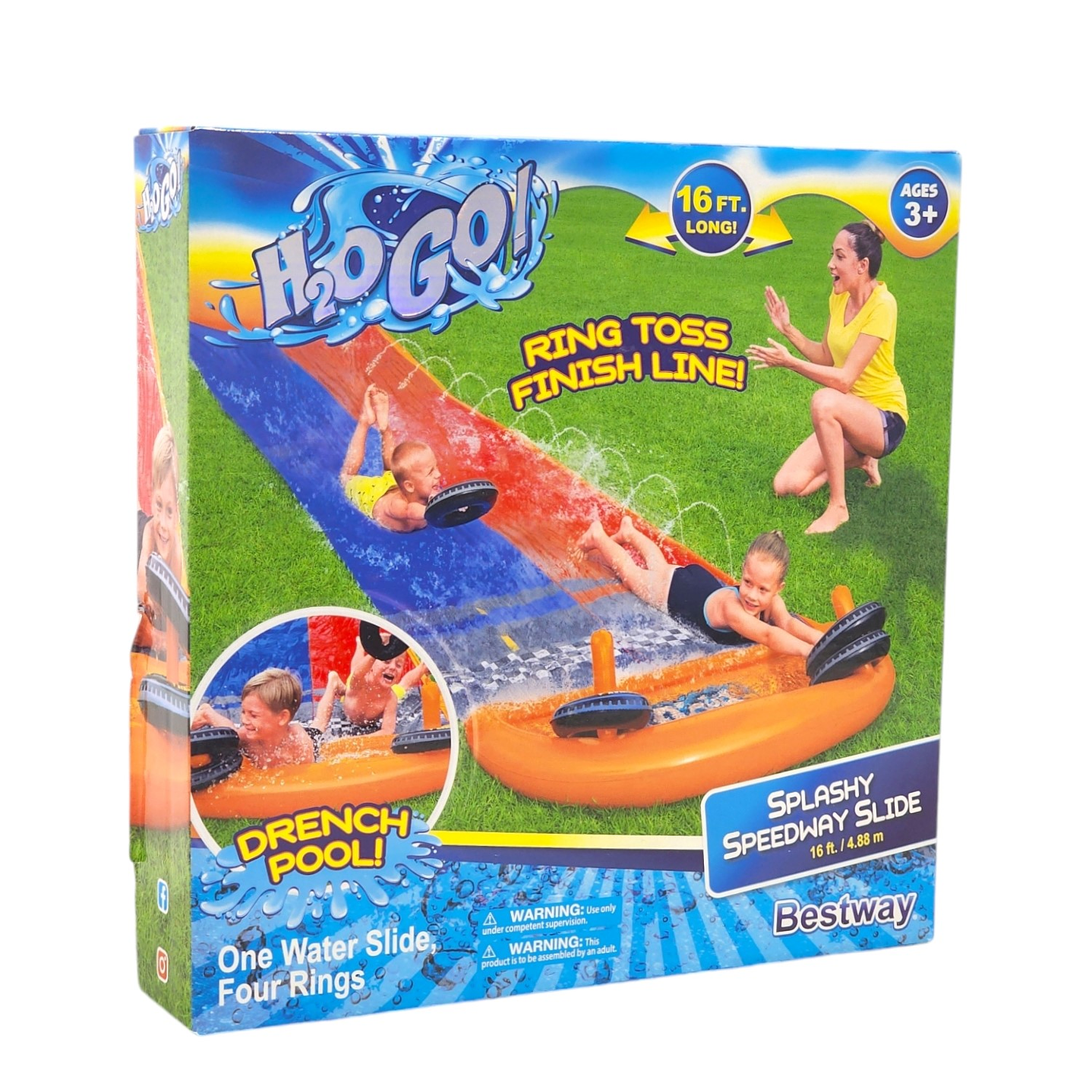 Deslizador Tobogán Agua Doble 4.88M + Aros Bestway  7