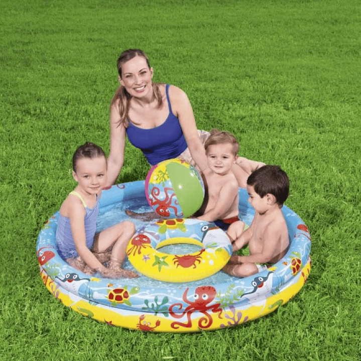 Piscina Inflable + Aro + Pelota 122cm Bestway  6