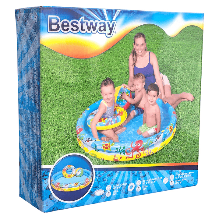 Piscina Inflable + Aro + Pelota 122cm Bestway  8
