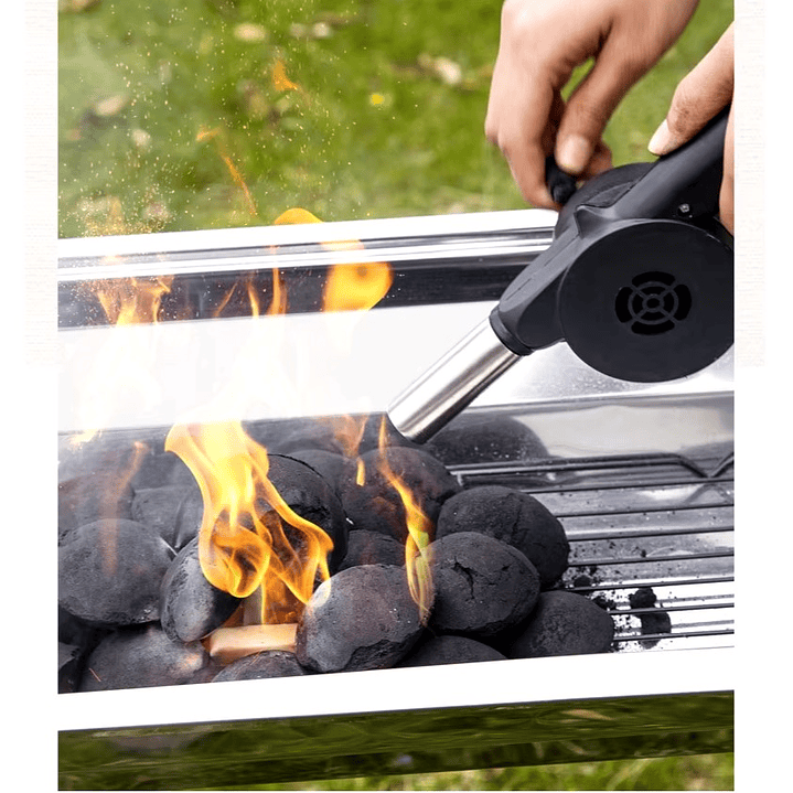 Soplador de Asado con Manivela Encender Carbón Asados 3