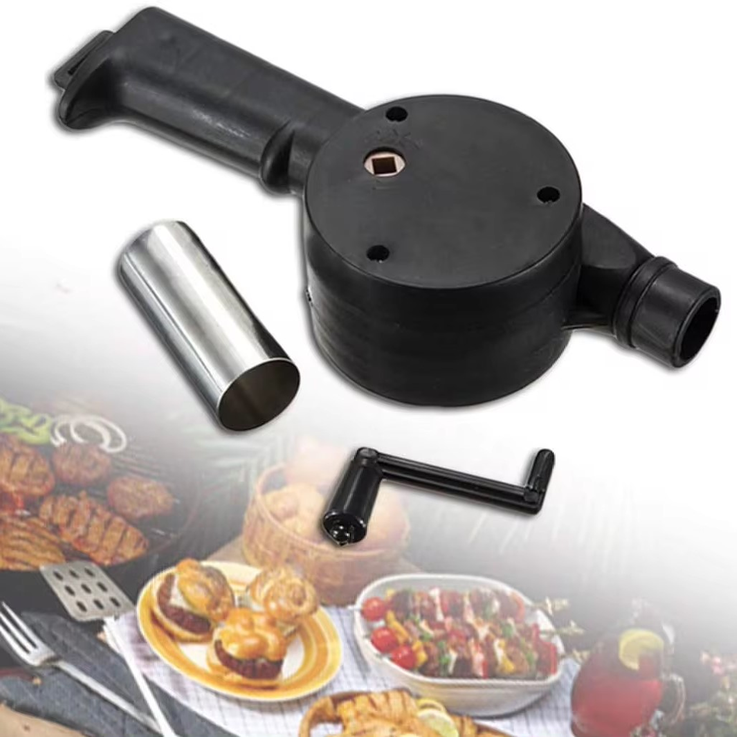 Soplador de Asado con Manivela Encender Carbón Asados 7