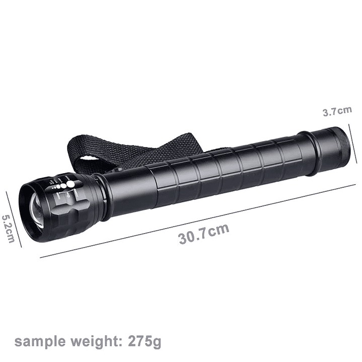 Linterna Táctica Led Aluminio 30cm a Pilas GK8033 6
