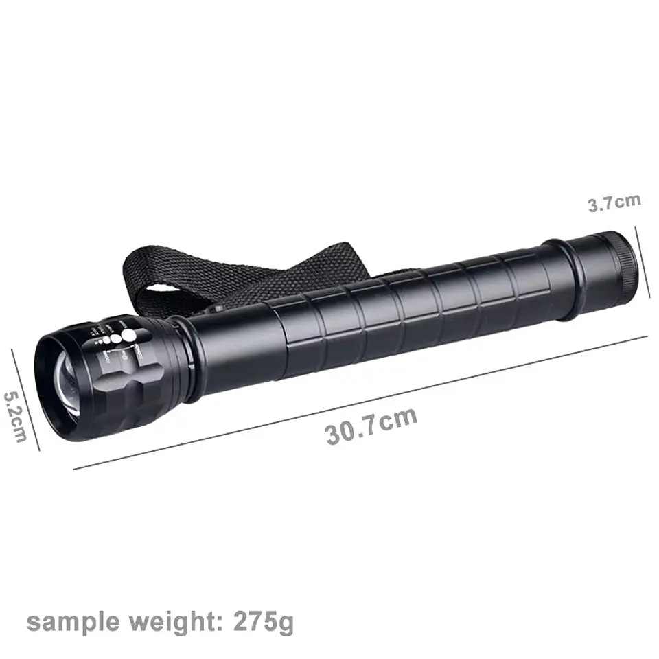 Linterna Táctica Led Aluminio 30cm a Pilas GK8033 6