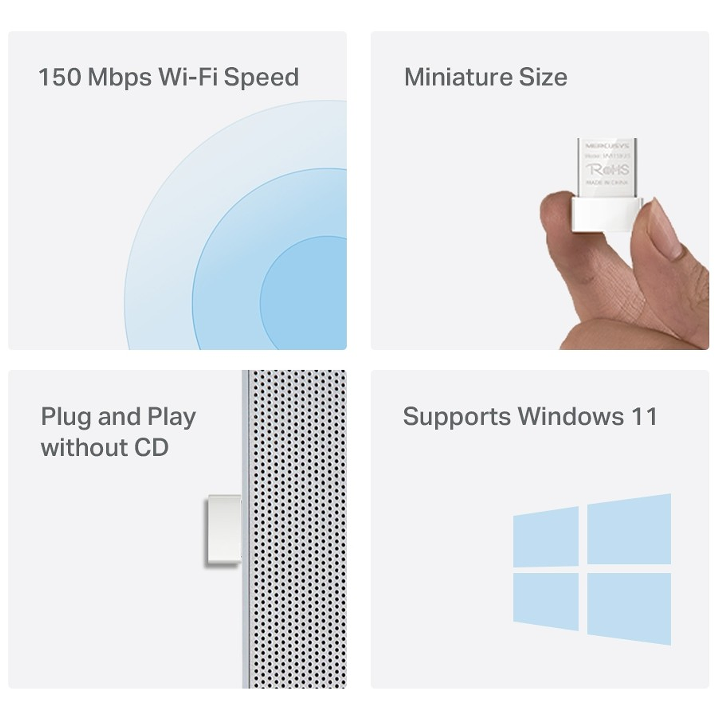 Adaptador Usb Wifi Nano 150mbps Mercusys MW150US 5